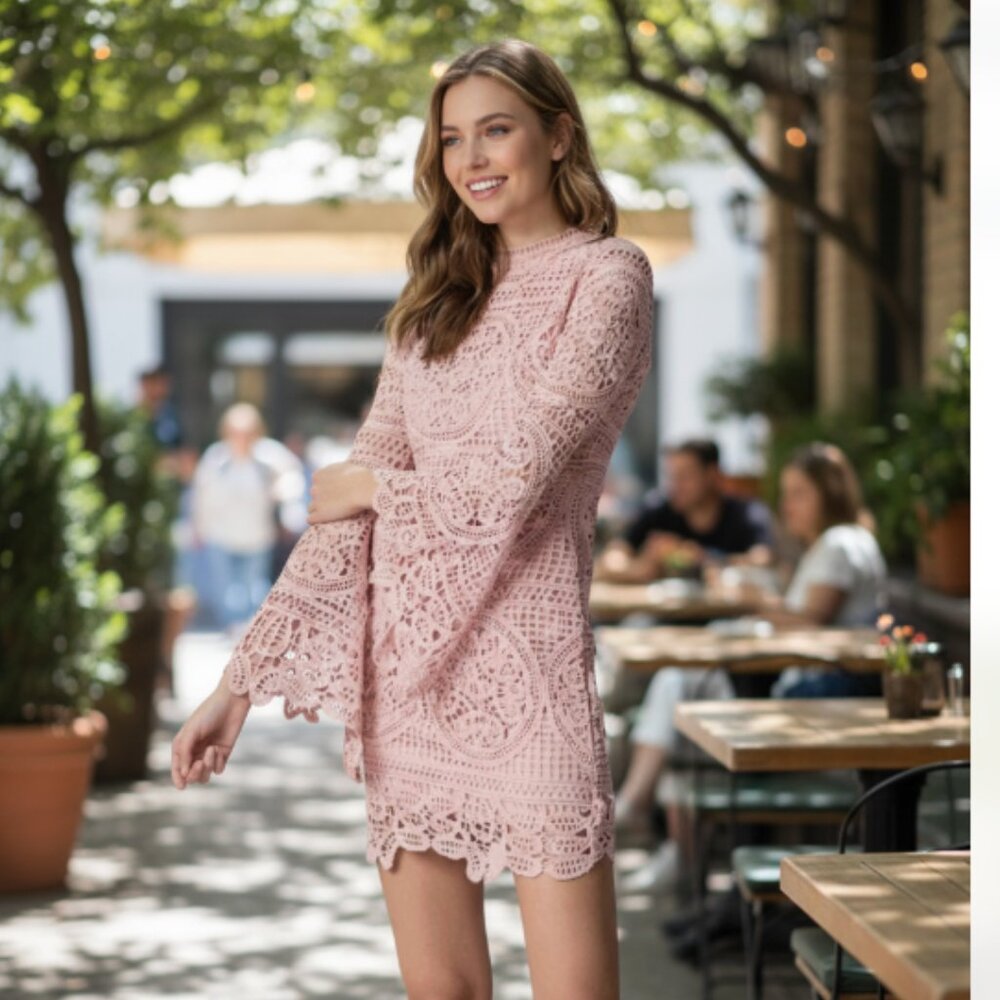 NWT Haute Rogue Emma Lace BodyCon Mini Dress Blush Pink